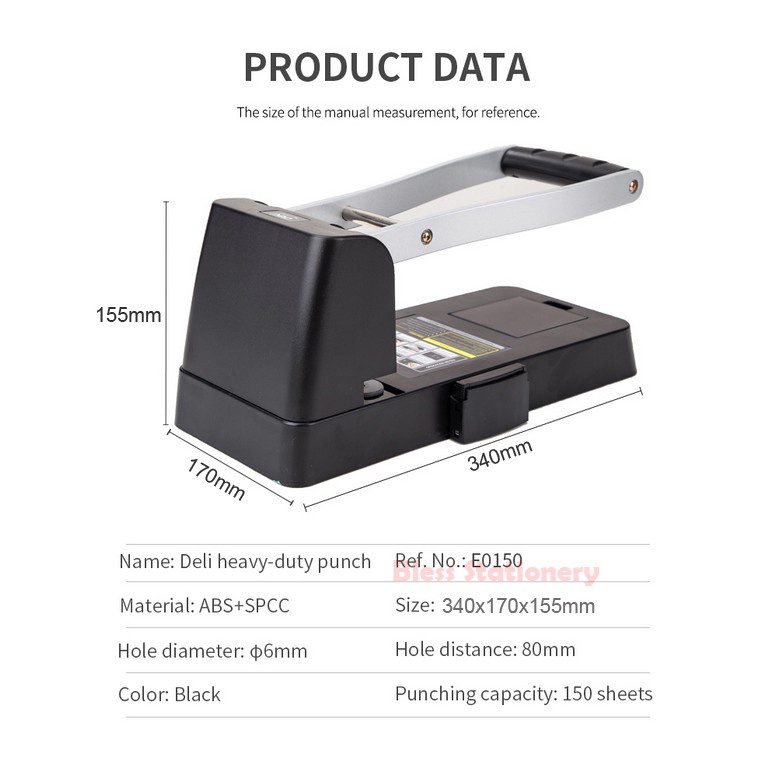 

Deli Heavy Duty 2 Hole Punch Pembolong Kertas 2 Lubang Perforator - E0150