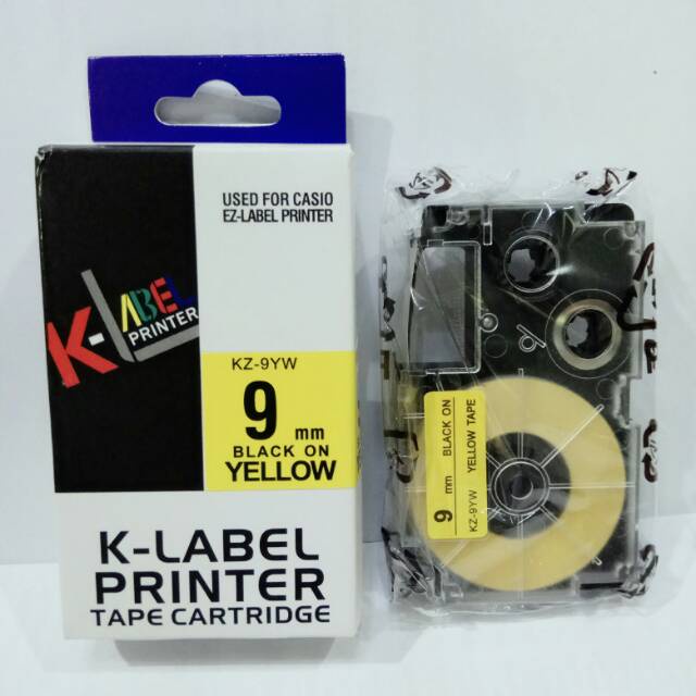 

K-Label Printer Used For Casio Ez Label Printer Bla On Yellow 9 Mm Kz-9Yw