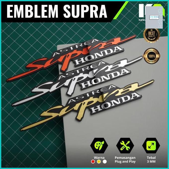 True sensey 1PCS EMBLEM MOTOR SUPRA ASTREA TULISAN SUPRA HONDA ASTREA STIKER MOTOR