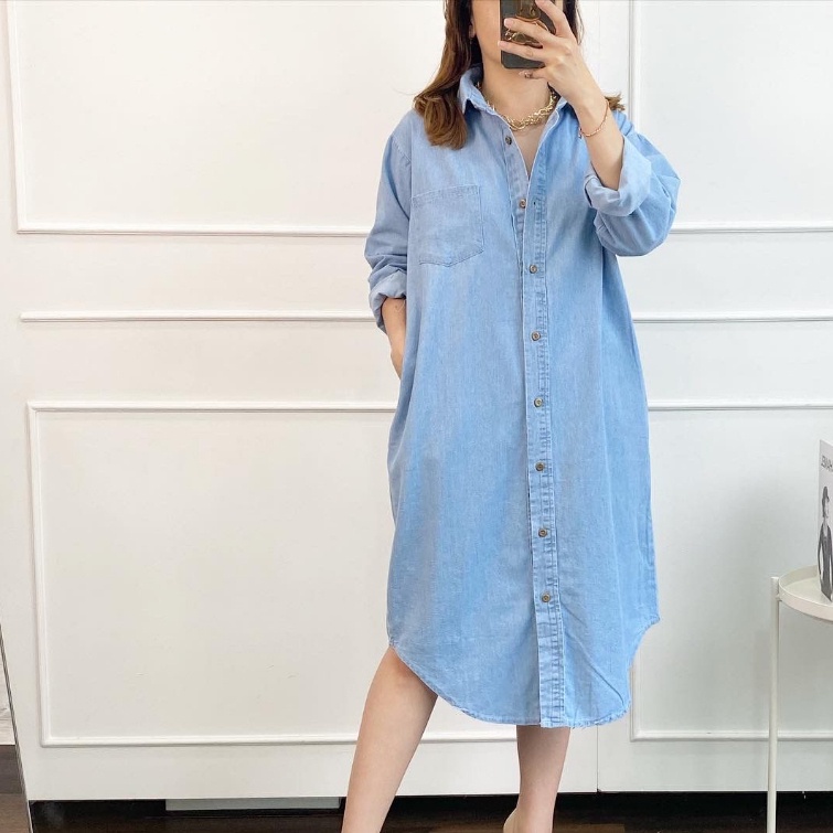 Hilton Denim Dress / Denim Dress Wanita / Dress Wanita Simple Kekinian