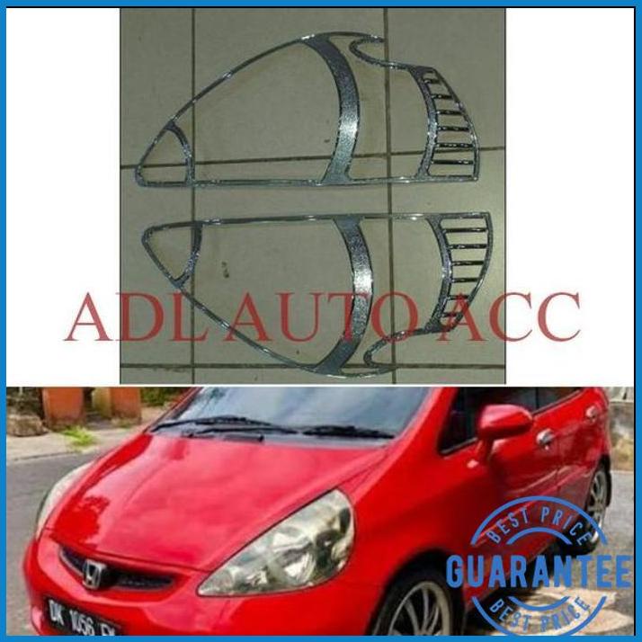 GARNISH GARNIS CHROME LAMPU HEADLAMP BUMPER DEPAN MOBIL HONDA JAZZ LAMA 2005-2007 CROME | DLN