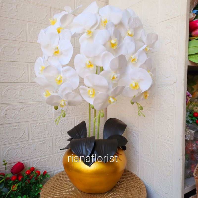 bunga anggrek latex premium vas cendol viber gold