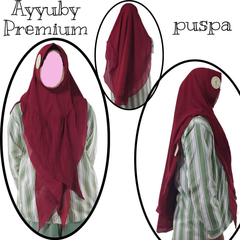 Jilbab Khimar Ayyuby Puspa Polos Terbaru SN