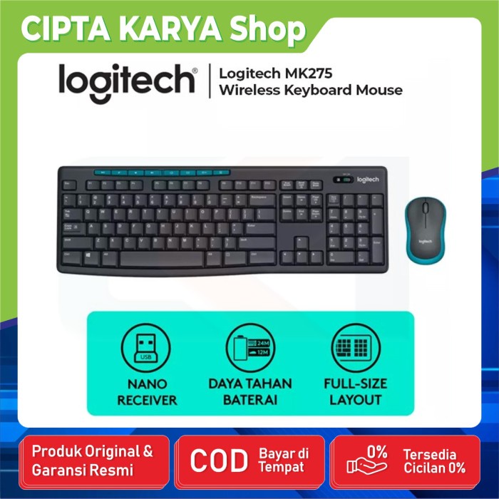 KEYBOARD MOUSE WIRELESS LOGITECH MK275 ORIGINAL
