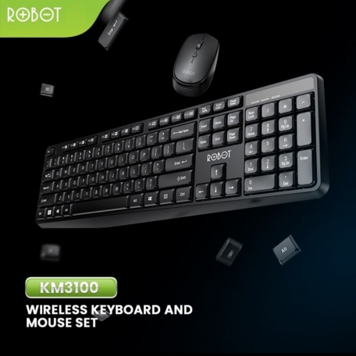 ROBOT KM3100 KEYBOARD MOUSE WIRELESS SET - ROBOT MOUSE + KEYBOARD SET ORIGINAL