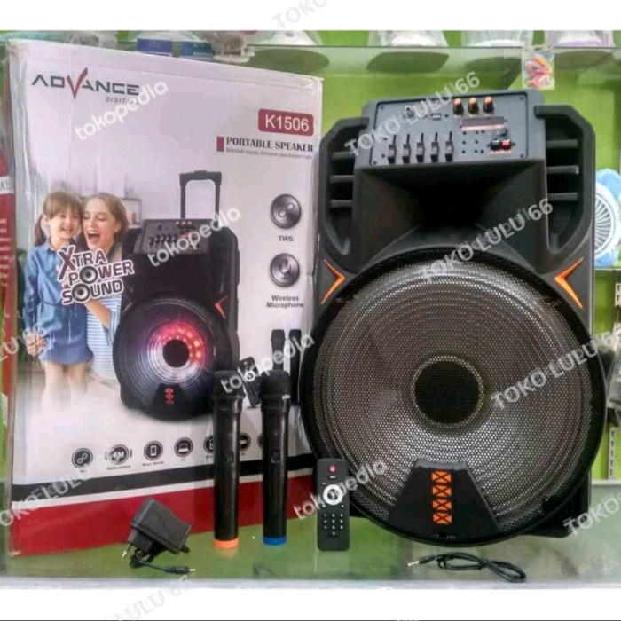 Speaker Portable Bluetooth Advance 15Inch K1506 -Free Mic Wireless