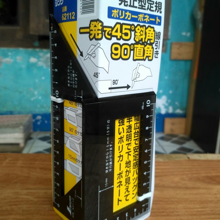 Shinwa 62112 penggaris busur 45 dan 90derajat - 10cm - 15cm penggaris