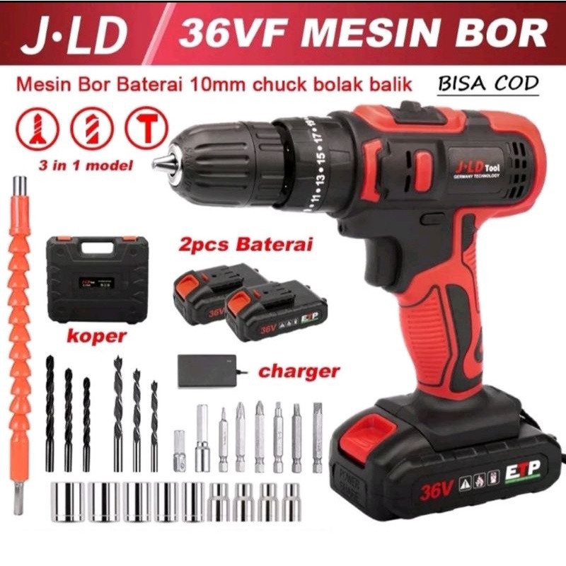 CANGGIH CORDLESS DRILL 36V MESIN BOR BATERAI 36V JLD