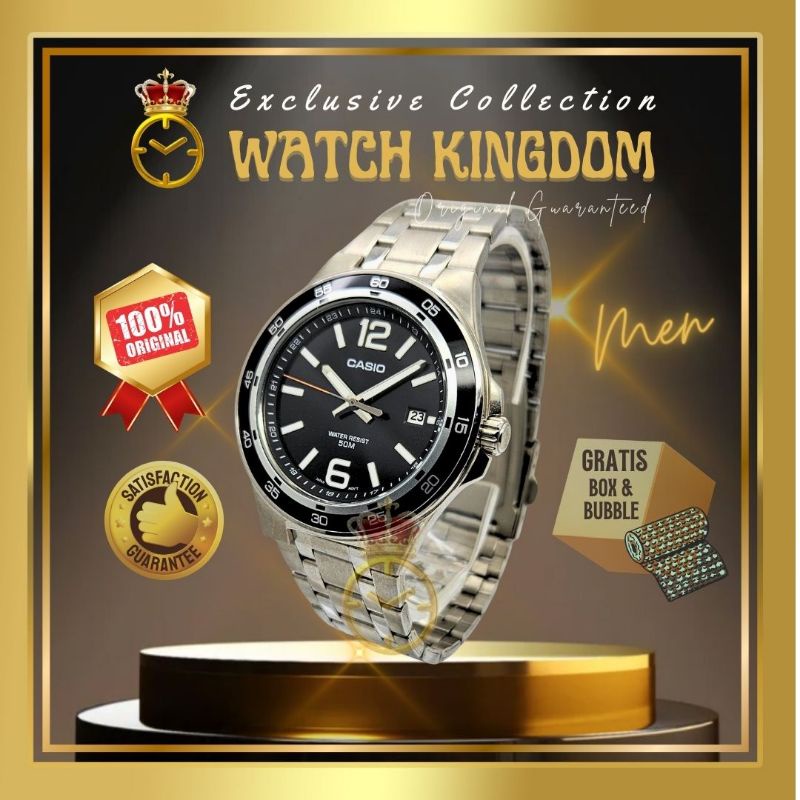 Jam Tangan Casio Original Pria Cowok Anti Air Tali Rantai Stainless Steel Kalender Date Tanggal Wate