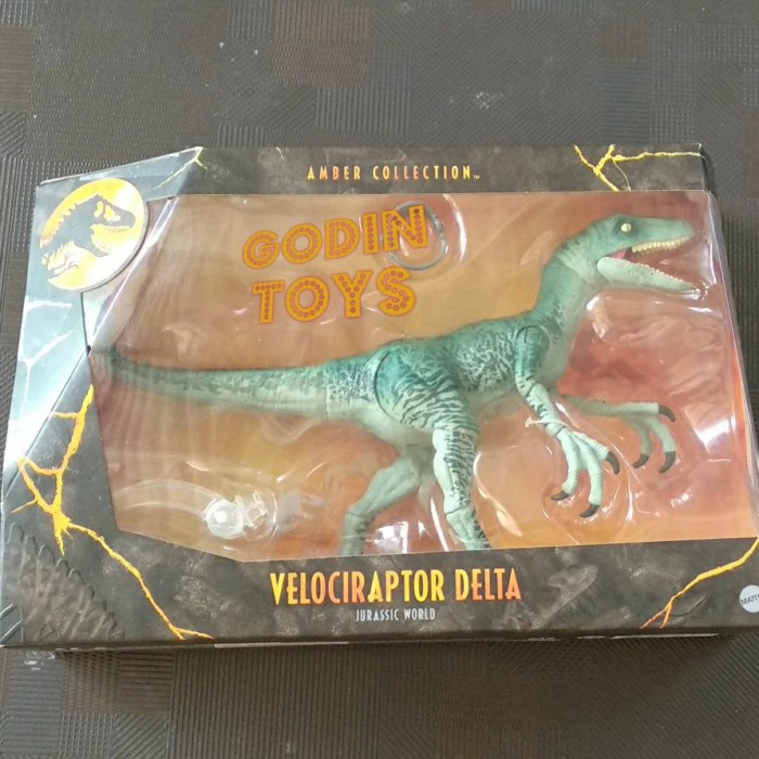 ✅COD Jurassic World Velociraptor Delta Amber Collection Ori Mattel Terbatas