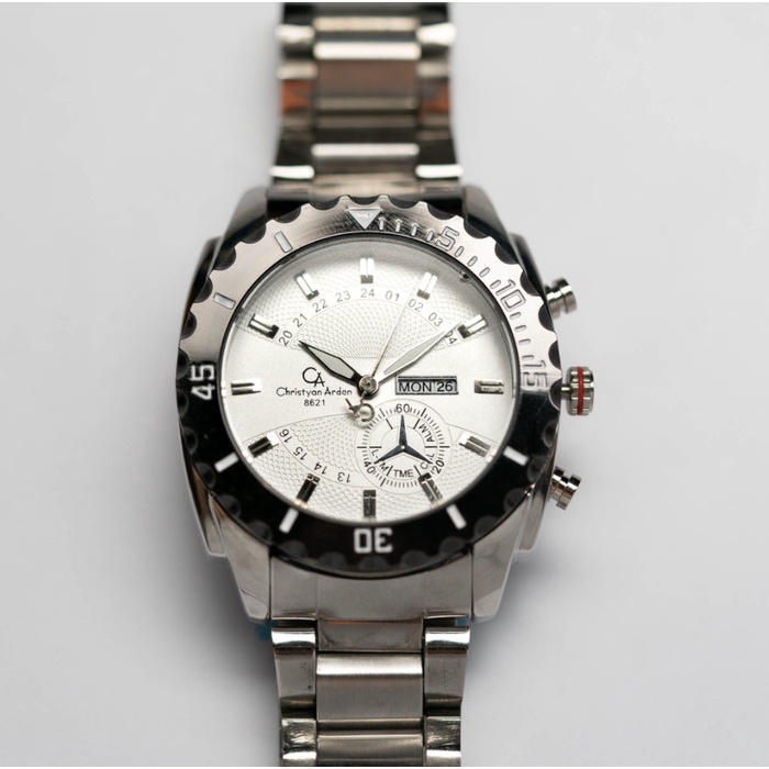 ✅Ori Jam Tangan Pria Christyan Arden Day Date Ca8621 Gth-White 46Mm Bisa Gojek