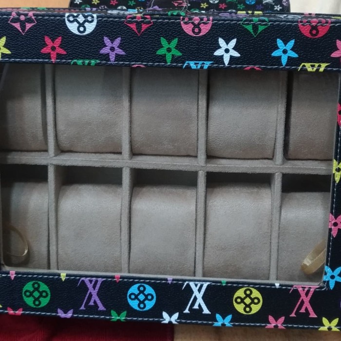 ✅Ori Box Premium Lv Louis Vuitton Jam Tangan Hardcase Kaca Tebal Motif Bisa Gojek