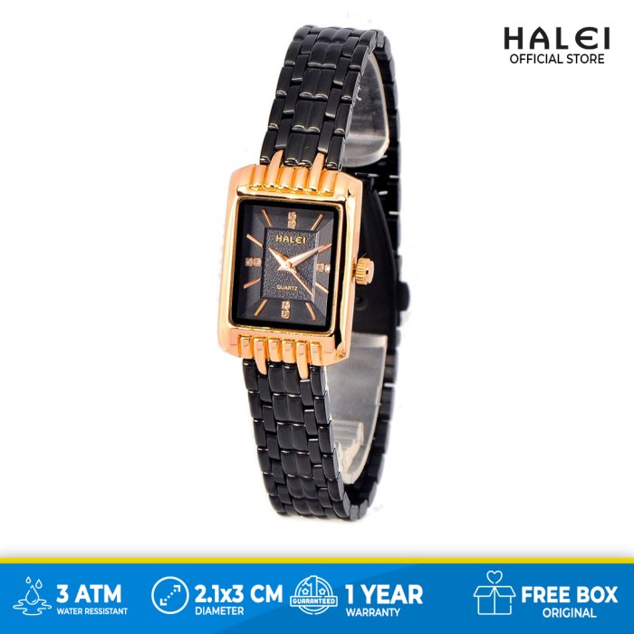 ✅Ori Halei Jam Tangan Wanita Hitam Rosegold Terlaris Warna Awet Garansi 581 Terbaru