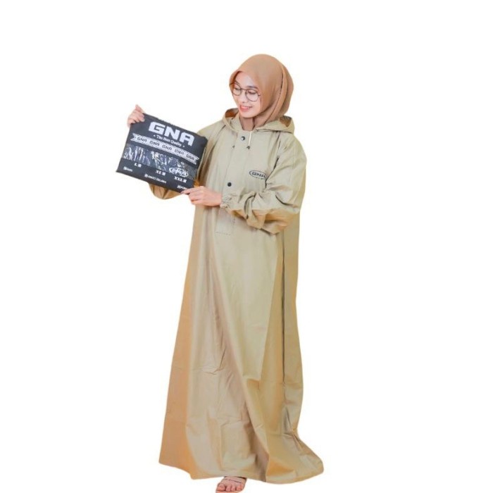 Jas Hujan Gamis Muslimah Gna Bahan Karet Pvc Tebal Ready