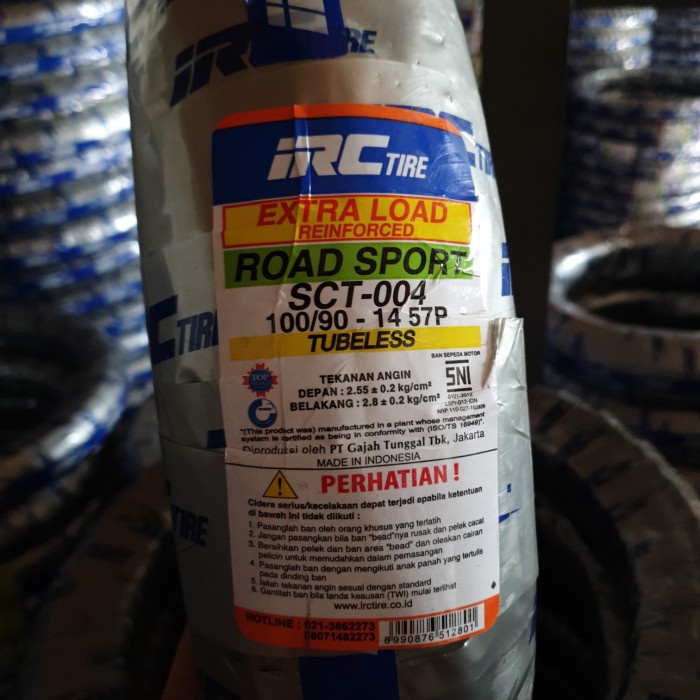 BAN BELAKANG MOTOR LEXI IRC TUBLESS 100/90-14 SCT004 + BONUS ORIGINAL BEST QUALITY