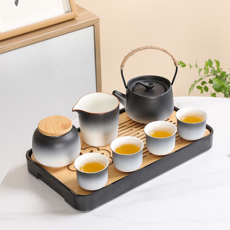 Set Cangkir Teh Keramik, Setelan Rumah Kantor Ruang Tamu Set Teh Kung Fu Gaya Jepang Teko Sederhana