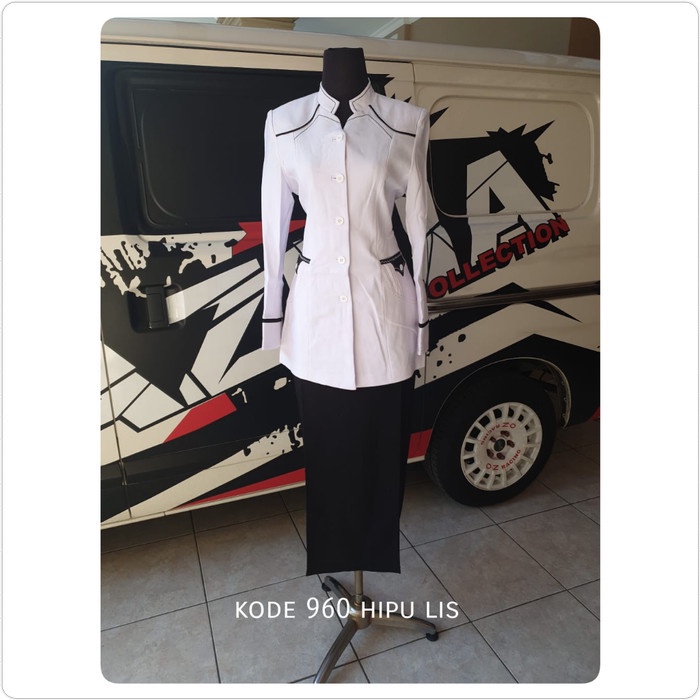 [Ori] Blazer Baju Seragam Putih Code 192 Hipu Lis Hitam Wanita Guru Pns Berkualitas