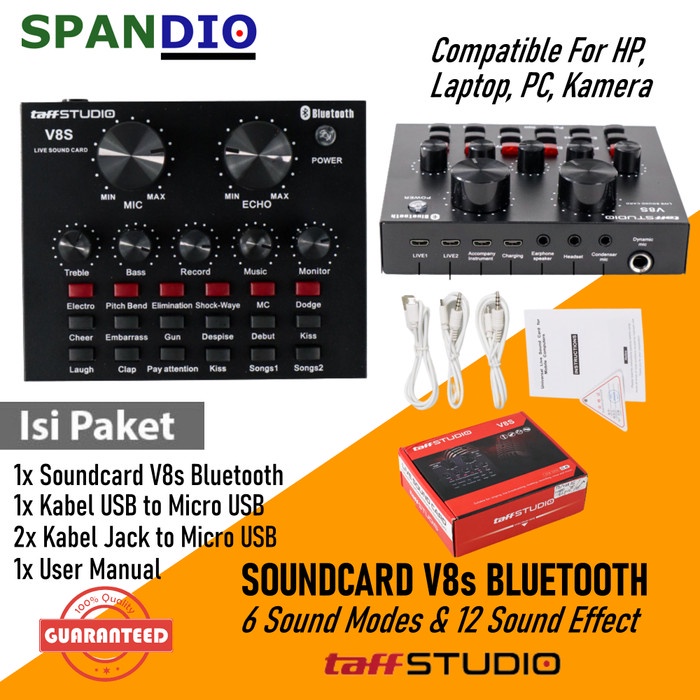 Sound Card V8s Bluetooth Original Taffware