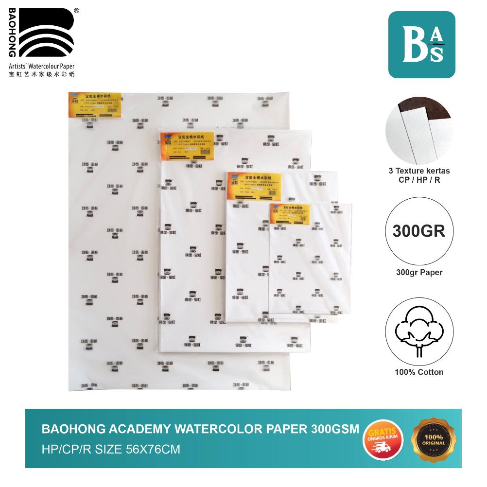 

Kekinian - Watercolor Paper Sheet Baohong Academy 300gsm 100% cotton HP/CP/R - Kertas Cat Air Lembaran