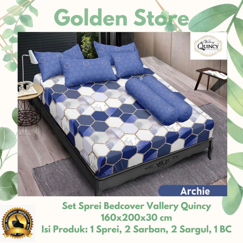 Set Sprei Bedcover Vallery Quincy 160x200x30 Motif Archie