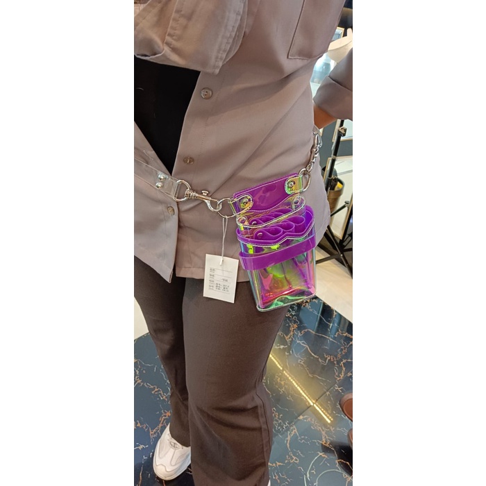 [New Ori] Tas Dompet Gunting Mika Tali Slempang Bahu Transparan Salon Rambut 6Pc Terbatas