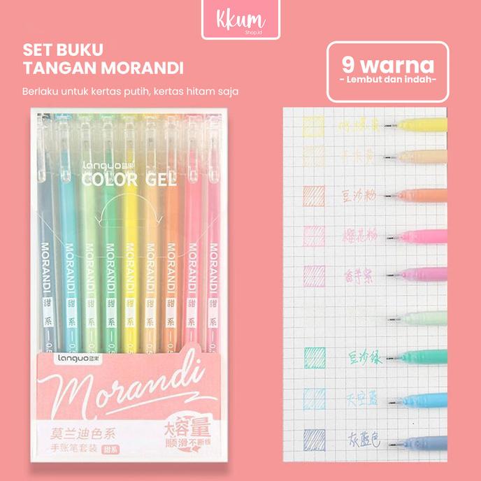 

9 PCS Gel pen set colors/ Colorful pulpen warna cute morandi