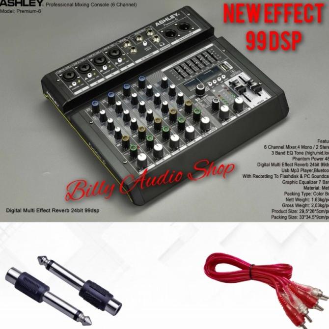 Mixer Ashley (Premium-6) 6channel original ashley (efect reverb 99dsp)