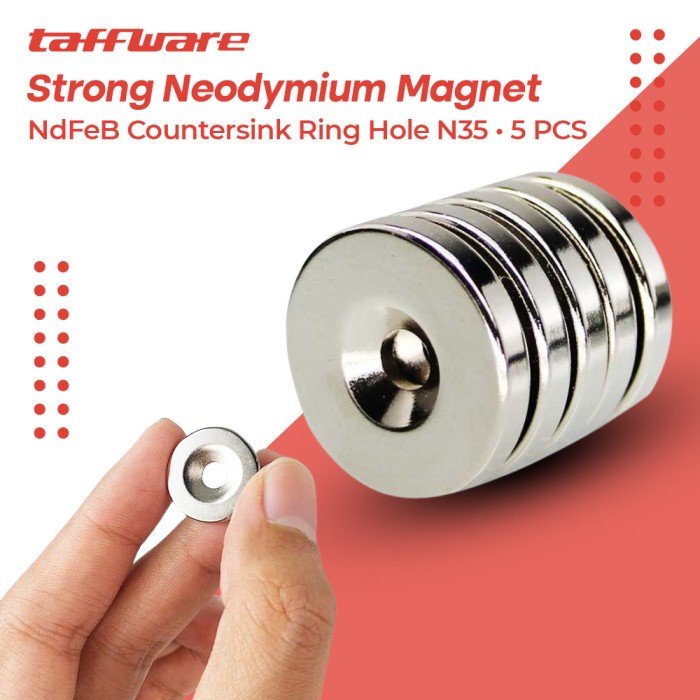 

Magnet Neodymium Strong NdFeB Countersink Ring Hole N35 5 PCS