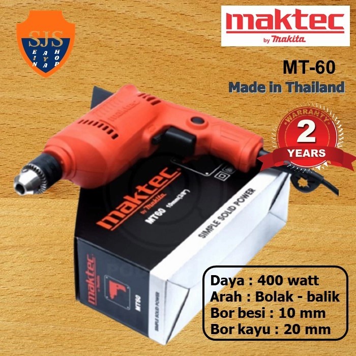 ✅Ori Maktec 10Mm Mt60 Bor Listrik Bolakbalik Garansi Made In Thailand Berkualitas