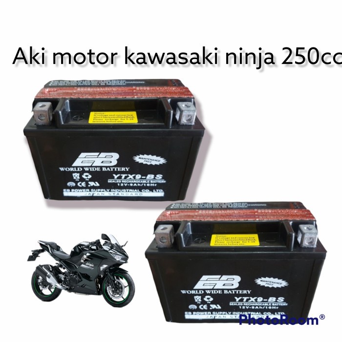 ✨New Aki Motor Kawasaki Ninja 250 Cc Ytx9-Bs Aki Kering Mf Limited