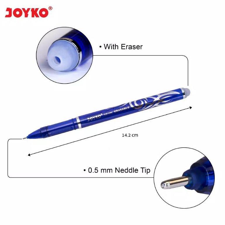 

MURAH selusin pen bisa di hapus merek joyko hitam dan biru isi 12 pcs COD