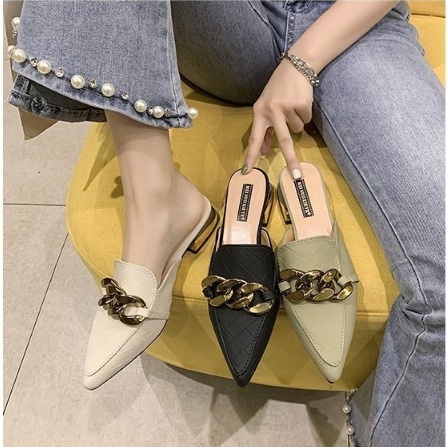 [MODEL TERKINI] Sandal SANTAI wanita sandal PANSUS RANTAI JAMINAN EMPUK sandal flat IMPORT 312
