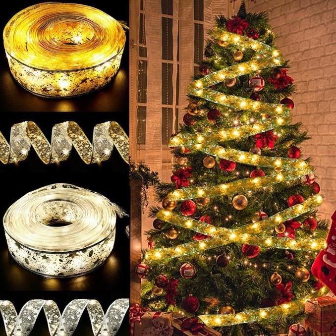 Lampu Pita Led Dekorasi Hiasan Pohon Natal Panjang 5 Meter Motif Renda