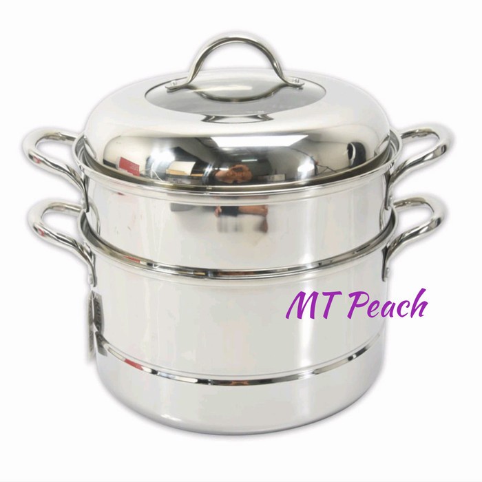 ✨Ori Krischef Set Steamer Panci Kukus Dobel 2 Susun Dengan Tutup 28 Cm Bisa Gojek