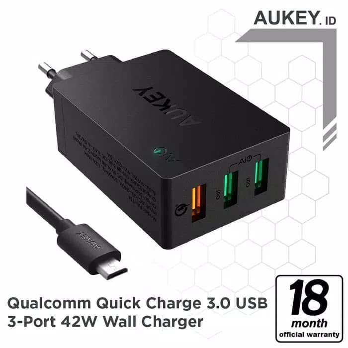 ✨New Ori Charger Aukey Qc 3.0 42W 2 Port / Charger Aukey Qualcomm Quick Charger Terbatas