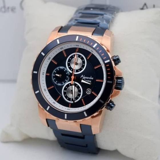 ✅Termurah Jam Tangan Pria Alexandre Cristie Ac 6141 Blue Rosegold Diskon