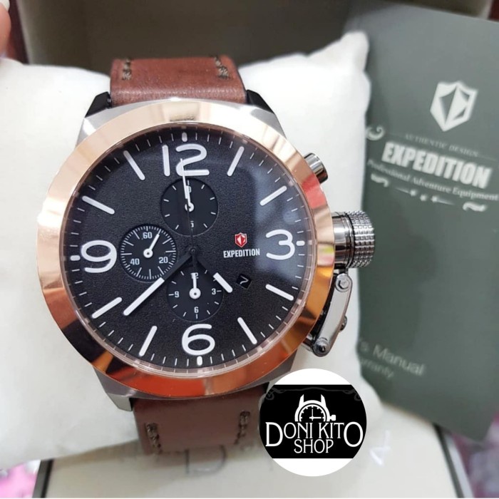 ✅Sale Jam Tangan Pria Original Expedition E-6339 Black Rose Gold Bisa Gojek