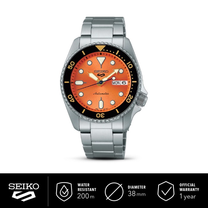 ✅Ready Seiko 5 Sports Skx Midi Srpk35K1 Srpk35 Automatic Orange Original Terbaru