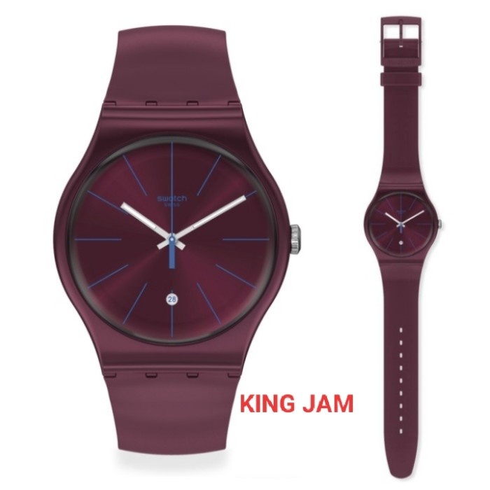 ✅Ori Jam Tangan Pria Swatch Suor402 Original Burgundazing Red Bisa Gojek