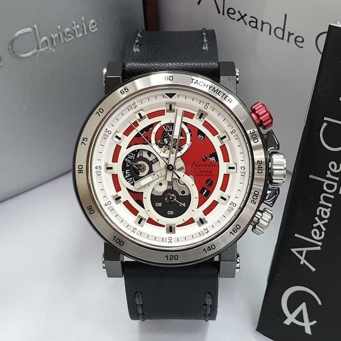 ✅Ori Jam Tangan Pria Alexander Cristie Original Ac6429 Silver Red Bisa Gojek