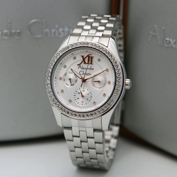 ✅New Ori Jam Tangan Wanita Alexandre Christie Ac2496 - Ac 2496 Silver White Limited