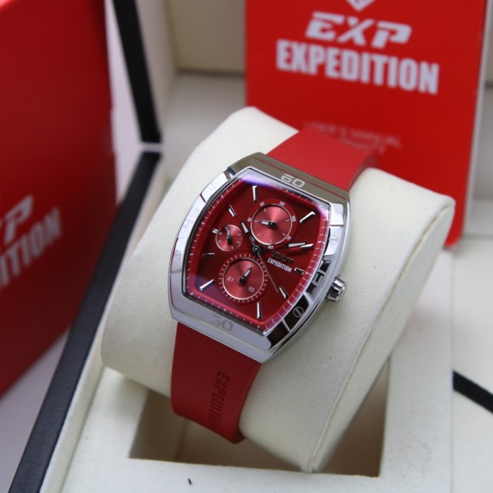✅Baru Expedition Exp 6800 / E6800 - Jam Tangan Wanita Original - Red Silver Bisa Gojek