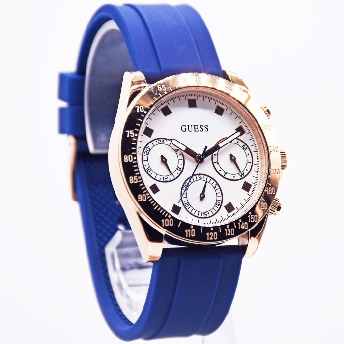 ✅New Jam Tangan Wanita Guess Gw0315L2 Blue Roaegold Diskon