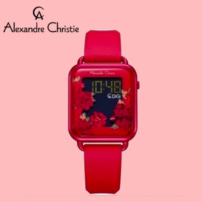✅New Alexandre Christie Ac 9378 Red Digital Ac9378 Wanita Original Terbatas