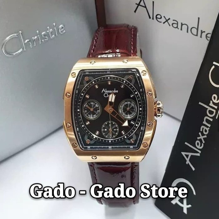 ✅New Jam Tangan Wanita Original Alexandre Christie Ac6411 Rose Gold Black Bisa Sameday