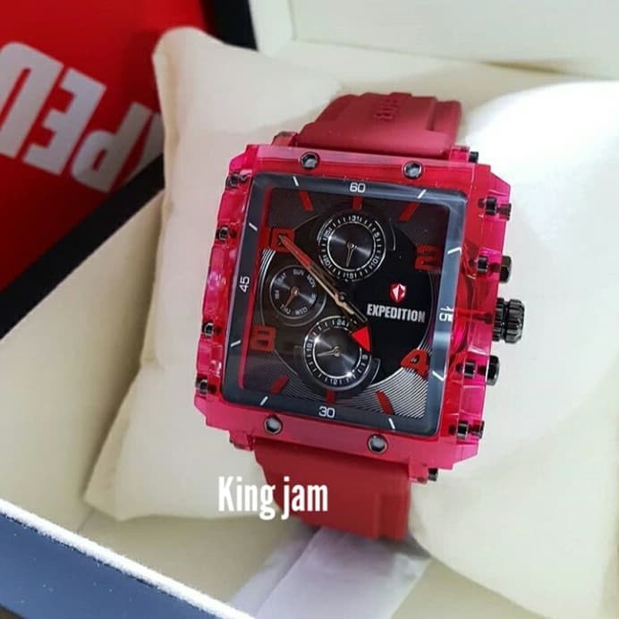 ✅Baru Jam Tangan Wanita Expedition E6808/ E 6808 Original Red Rubber Bisa Gojek