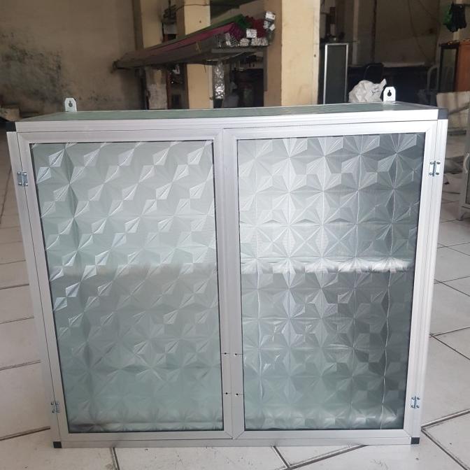 Ready Stok Rak Gantung Lemari Dapur Kitchen Set Atas Aluminium Kaca 2 Pintu