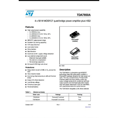 IC MOSFET TDA7850A TDA 7850A zip 27 pin