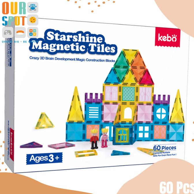 Magnetic tiles Star Shine Magnetic Tile 60 pcs - KEBO - Mainan Edukasi