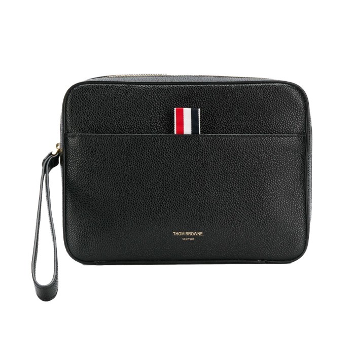 Promo Thom Browne Textured Zip Pouch Bag Black
